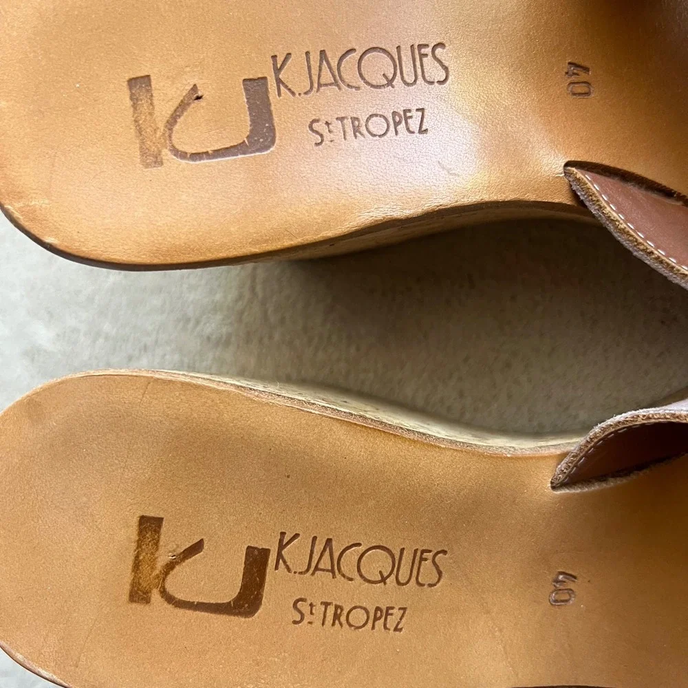 K.‎ Jacques St. Tropez Women 9-9.5 EU 40 Mauve Taupe Suede Wedge Platform Sandal